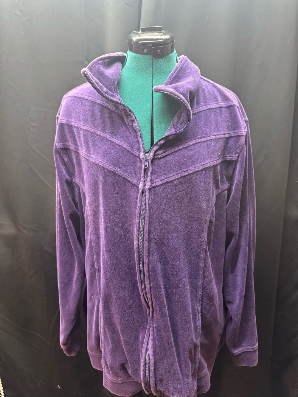 Liz & Me Purple Full-Zip Velour Jacket
